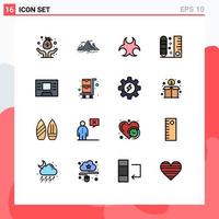 Pictogram Set of 16 Simple Flat Color Filled Lines of scale pencil scene draw science Editable Creative Vector Design Elements