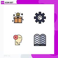 Group of 4 Filledline Flat Colors Signs and Symbols for crowd failure money setting human Editable Vector Design Elements