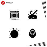 Collection of 4 Vector Icons in solid style Pixle Perfect Glyph Symbols for Web and Mobile Solid Icon Signs on White Background 4 Icons Creative Black Icon vector background