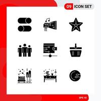 9 Universal Solid Glyph Signs Symbols of corporate coach hardware business star Editable Vector Design Elements