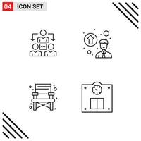 Set of 4 Vector Filledline Flat Colors on Grid for connection travel communication promotion concept scales Editable Vector Design Elements