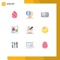 User Interface Pack of 9 Basic Flat Colors of security file outsource bug view Editable Vector Design Elements