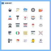 conjunto de 25 iconos modernos de la interfaz de usuario signos de símbolos para la configuración de la copia de seguridad en la nube y el almacenamiento en línea elementos de diseño vectorial editables vector