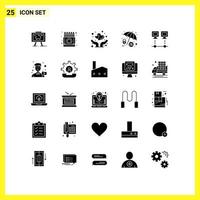 Pictogram Set of 25 Simple Solid Glyphs of computers dollar protection drawing cyber crime medical Editable Vector Design Elements