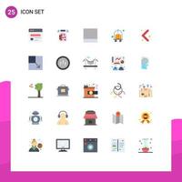 Group of 25 Flat Colors Signs and Symbols for expand left grid arrow luggage Editable Vector Design Elements