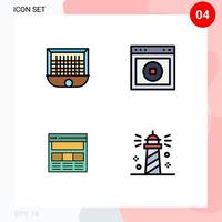 Pictogram Set of 4 Simple Filledline Flat Colors of ball website net ui page Editable Vector Design Elements