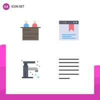 4 Thematic Vector Flat Icons and Editable Symbols of business sink teamwork website align Editable Vector Design Elements