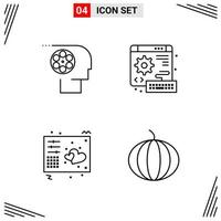 4 Icons Line Style Grid Based Creative Outline Symbols for Website Design Simple Line Icon Signs Isolated on White Background 4 Icon Set Creative Black Icon vector background