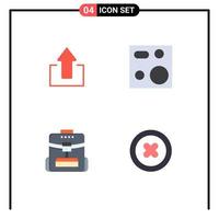 Mobile Interface Flat Icon Set of 4 Pictograms of arrow bag upload electronics school Editable Vector Design Elements