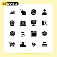 Modern Set of 16 Solid Glyphs and symbols such as decoration user gesture interface puzzle Editable Vector Design Elements