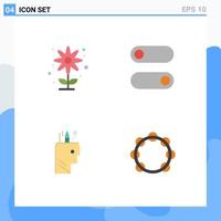 Universal Icon Symbols Group of 4 Modern Flat Icons of agriculture head garden toggle audio Editable Vector Design Elements