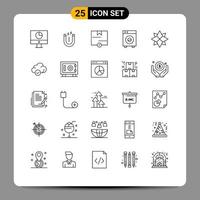 Universal Icon Symbols Group of 25 Modern Lines of equipment big tool automation package Editable Vector Design Elements