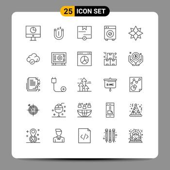 Universal Icon Symbols Group of 25 Modern Lines of equipment big tool automation package Editable Vector Design Elements