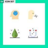 Set of 4 Commercial Flat Icons pack for face design audio speech tool Editable Vector Design Elements