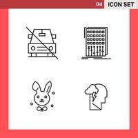 4 Icon Pack Line Style Outline Symbols on White Background Simple Signs for general designing Creative Black Icon vector background