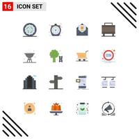 16 iconos creativos signos y símbolos modernos de cocinero viaje temporizador maleta correo paquete editable de elementos creativos de diseño de vectores