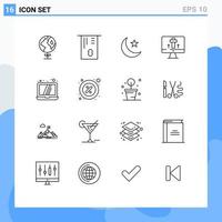 Stock Vector Icon Pack of 16 Line Signs and Symbols for discount laptop star computer easter Editable Vector Design Elements