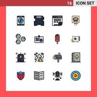 Set of 16 Modern UI Icons Symbols Signs for shape hexagon seo cells sign Editable Creative Vector Design Elements