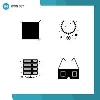 Group of 4 Modern Solid Glyphs Set for crop server jewel gift vpn Editable Vector Design Elements