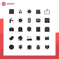 Pictogram Set of 25 Simple Solid Glyphs of online email analysis browser manager Editable Vector Design Elements
