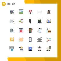 paquete de 25 signos y símbolos de colores planos modernos para medios de impresión web, como elementos de diseño de vectores editables deportivos de marco femenino de panel de contrato