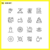 Set of 16 Modern UI Icons Symbols Signs for paint design employee coding resources Editable Vector Design Elements