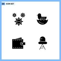 4 Icons Solid style Creative Glyph Symbols Black Solid Icon Sign Isolated on White Background Creative Black Icon vector background