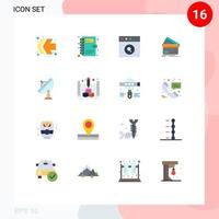 User Interface Pack of 16 Basic Flat Colors of antenna shopping search money credit card Editable Pack of Creative Vector Design Elements