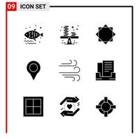 9 General Icons for website design print and mobile apps 9 Glyph Symbols Signs Isolated on White Background 9 Icon Pack Creative Black Icon vector background