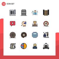 paquete de iconos de vectores de stock de 16 signos y símbolos de línea para información de chat, datos de falla, tiempo, elementos de diseño de vectores creativos editables