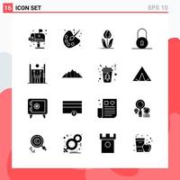 Collection of 16 Vector Icons in solid style Modern Glyph Symbols for Web and Mobile Solid Icon Sign Isolated on White Background 16 Icons Creative Black Icon vector background