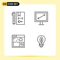 Universal Icon Symbols Group of 4 Modern Filledline Flat Colors of c internet develop display nature Editable Vector Design Elements