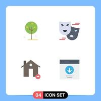 4 User Interface Flat Icon Pack of modern Signs and Symbols of blooming buildings lotus flower comedy estate Editable Vector Design Elements