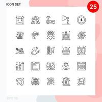 User Interface Pack of 25 Basic Lines of business photography work photo education Editable Vector Design Elements