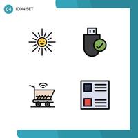 Universal Icon Symbols Group of 4 Modern Filledline Flat Colors of brightness trolly spring devices wifi Editable Vector Design Elements