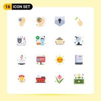 Pack of 16 Modern Flat Colors Signs and Symbols for Web Print Media such as magnification gestures maze expand security Editable Pack of Creative Vector Design Elements