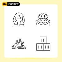 4 Creative Icons for Modern website design and responsive mobile apps 4 Outline Symbols Signs on White Background 4 Icon Pack Creative Black Icon vector background