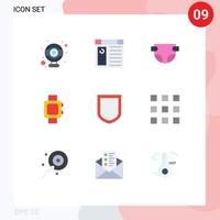 User Interface Pack of 9 Basic Flat Colors of code shield diaper security school Editable Vector Design Elements