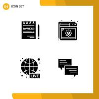 4 Creative Icons Modern Signs and Symbols of business broadcasting list optimization news Editable Vector Design Elements