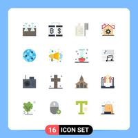 Set of 16 Modern UI Icons Symbols Signs for globe settings transection real drink Editable Pack of Creative Vector Design Elements