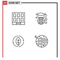 Set of 4 Commercial Filledline Flat Colors pack for building source construction globe moon Editable Vector Design Elements