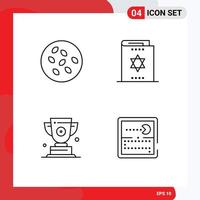 Pack of 4 Modern Filledline Flat Colors Signs and Symbols for Web Print Media such as seeds trophy seamus magic award Editable Vector Design Elements