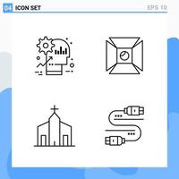 Modern 4 Line style icons Outline Symbols for general use Creative Line Icon Sign Isolated on White Background 4 Icons Pack Creative Black Icon vector background