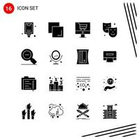 Collection of 16 Vector Icons in solid style Pixle Perfect Glyph Symbols for Web and Mobile Solid Icon Signs on White Background 16 Icons Creative Black Icon vector background