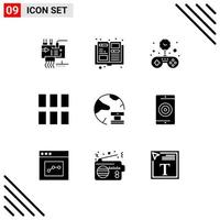 User Interface Pack of 9 Basic Solid Glyphs of data layout free image editing Editable Vector Design Elements