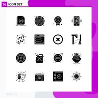 Modern Set of 16 Solid Glyphs and symbols such as easter buds certificate communications mobile dollar Editable Vector Design Elements