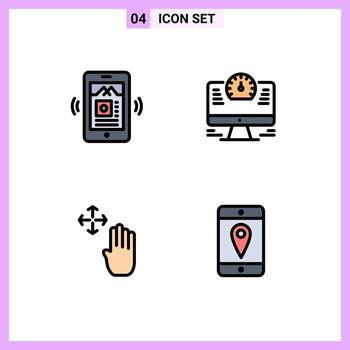 conjunto de 4 iconos de interfaz de usuario modernos signos de símbolos para elementos de diseño de vector editables móviles de reloj de computadora móvil