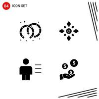 colección de 4 iconos vectoriales en estilo sólido símbolos de glifo perfecto de píxeles para web y signos de iconos sólidos móviles sobre fondo blanco 4 iconos fondo de vector de icono negro creativo