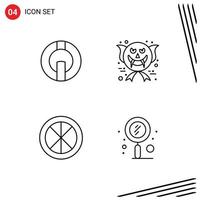 4 User Interface Line Pack of modern Signs and Symbols of io coin door crypto currency ghost interior Editable Vector Design Elements