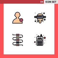 Pictogram Set of 4 Simple Filledline Flat Colors of basic phone kitchen music receiver Editable Vector Design Elements